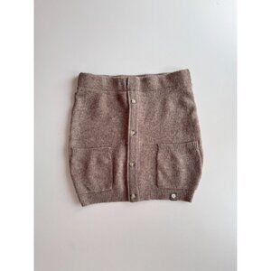 Handmade HONEYBEA Taupe Wool Knit Mini Bumwarmer Sweater Skirt, Size M